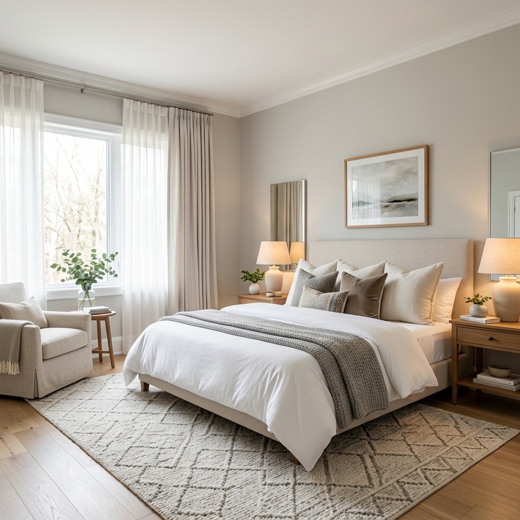 Cozy master bedroom staging